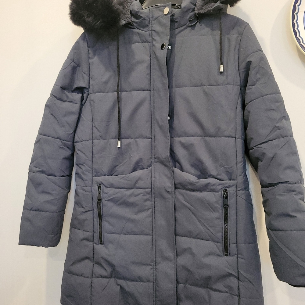 Puffer Coat Amazom Brand Hood Fur Trim Warm Cozy Med - Picture 8 of 14